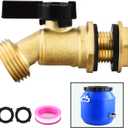 Brass Water Container/Rain Barrel Spigot, 3/4" GHT Male Threaded Quarter Turn Ball Valve with Bulkhead Fitting, Lead-Free,Rain Barrel Kit for Garden Hose Thread Connection