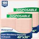 MKISS Extra Large Bed Pads 40" x 36"(100 Count), Disposable Super Absorbent Heavy Duty Incontinence Underpads, Thicken Chucks Pads for Adults, Children, Babies, Elderly and Pets
