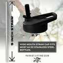 Water Bottle Lid Replacement for Battle Bottle - Straw Lid and Chug Cap Tops for 32 oz, 40 oz, and 64 oz Wide Mouth Vacuum Sealed Water Bottles by Iron InfideI (Black)