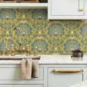 3 x CiCiwind 15.5"393.7" Peel and Stick Wallpaper Vintage Peacock Contact Paper Removable Self Adhesive Wall Paper Mustard Ginger Wallpaper for Bedroom Living Room Decoral Cabinets