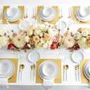 100 PCS Disposable Paper Placemats, GOH DODD 13" Thicken Mirrored Charger Plates Table Decoration Place Mats for Dinning Kitchen Bridal Shower Baby Shower Banquet Birthday Party Wedding, Square, Gold