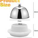 EATAKWARD Ceramic Butter Dish with Stainless Dome Cover, Cheese Dish with Lid, Small Cheese Plate Serving Tray with Silver Handled Lid for Countertop, Dessert, Cupcake, Cream Cake, Appetizer