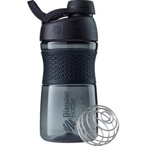 BlenderBottle SportMixer Shaker Bottle Perfect for Protein Shakes and Pre Workout, 20-Ounce, Black