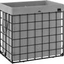 SONGMICS Laundry Hamper, 34.3 Gal. (130L) Laundry Basket, Collapsible Clothes Hamper, Removable and Washable Liner, Metal Wire Frame, for Bedroom Bathroom, Black and Gray ULCB113G01