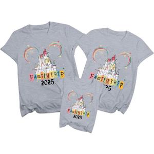 MYHALF Magical Family Shirts Matching 2025 Vacation Family Matching Outfits Mom and Mini Cute Summer Trip Clothes (7-8 Years, Grey)