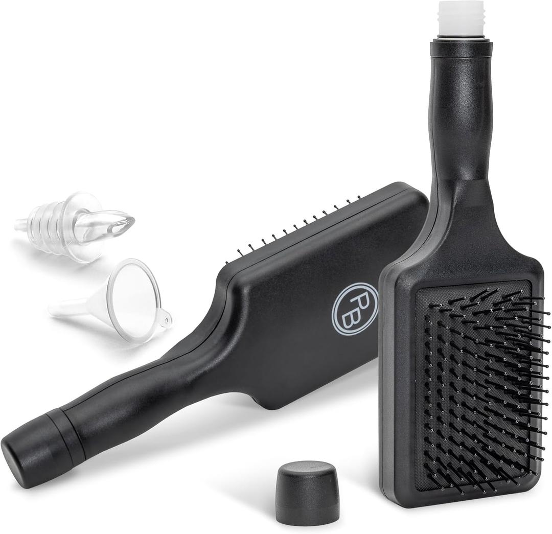 GoPong Hair Brush Flask 2 Pack (16 oz Total) - Party Brush Hidden Alcohol Travel Flasks for Women and Men  Secret Liquor Containers for Concerts, Cruises, and Sports Events - Black