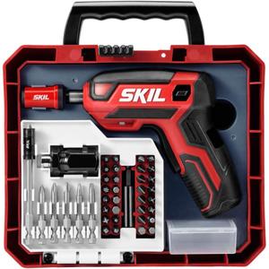 SKIL Rechargeable 4V Cordless Pistol Grip Screwdriver with 42pcs Bit Set, USB Charger and Carrying Case - SD5618-03