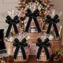 Janinka 12 Pcs 10 x 6 Inch Large Velvet Christmas Bows for Gift Wrapping Christmas Ribbon Bows Wrapping Accessory for Xmas Present Boxes Bouquet Basket Bottles Supplies(Black)