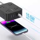 Power Strip Surge Protector, HANYCONY 8 Outlets with 4 USB Charging Ports(2 USB C), 3 Side Outlet Extender with 5 Ft Extension Cord, Flat Plug, Wall Mount, Desk Charging Station for Home Office ETL