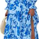 PRETTYGARDEN Women's Floral Maxi Dress 2026 Fall Long Sleeve V Neck A Line Long Flowy Spring Party Boho Dresses (Floral Light Blue) XL 