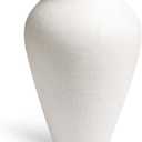White Ceramic Vase - Large 13.6 Inch Tall Floor Vase for Centerpieces, Farmhouse Flower Vases, Rustic Minimalist Home Decor for Living Room, Enterway, Wedding (Sandstone White)