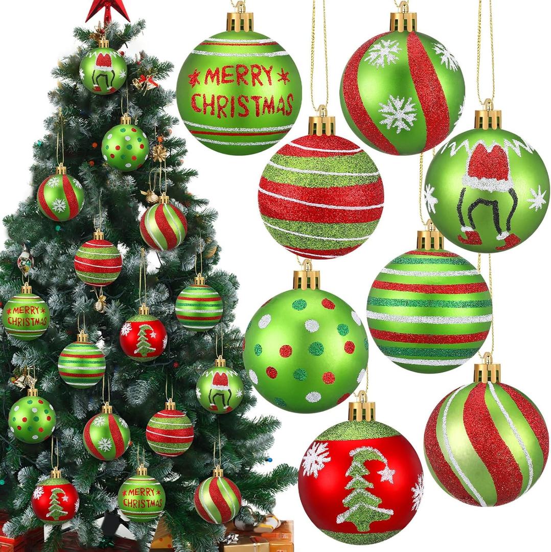 16pcs 2.4 Inch Christmas Balls for Christmas Tree,Glittering Decorations Xmas Tree Ornaments for Home Party Decor