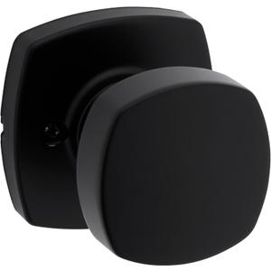 Kwikset Arroyo Knob Dummy Door Knob, Single Sided Handle for Closets, French Double Doors, and Pantry, Matte Black Non-Turning Interior Push/Pull Door Knob, with Microban Protection