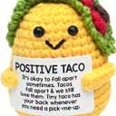 SAPOSTA Handmade Positive Crochet Taco - Emotional Support Gift for Women Men, Inspirational Desk Decor, Birthday for Mom Dad Sister Friend Coworkers (Positive Taco)