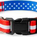 Native Pup American Flag Dog Collar- Red White and Blue- Patriotic Collars for 4th of July, USA- Adjustable Small, Medium, Large Breed Dogs (Large, Flag I)