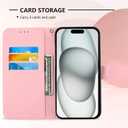 Case for iPhone 16 Pro, 3D Wallet Case PU Leather with[Card Holder][Kickstand][Wrist Strap][Magnetic Closure] Shockproof Flip Cover for iPhone 16 Pro Pink Flower YB-3D