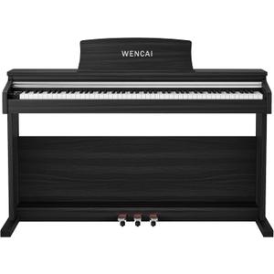 WENCAI 88 Keys Digital Piano Hammer Action Weighted Keyboard Piano, Full Size Upright Electric Piano, Wooden Electronic Piano for Beginner Professional, MIDI-USB Support, 3 Pedals, Black