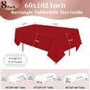 8 Pack Red Tablecloth 60x102 Inch Rectangle Tablecloths for 6 Foot Rectangle Tables, Table Cloth Washable Polyester Fabric Rectangular Table Cover for Dining Banquet Wedding Party