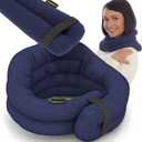 SunnyBay Microwave Heating Pad, Microwavable Cold or Heated Neck and Shoulder Wrap, Moist and Weighted Hands-Free Beanbag Pack with Wide Neck Coverage 26 Inches Long-Length Cotton, Navy Blue