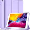 iMieet iPad 9.7 Case (2018/2017 Model, 6th/5th Generation), Smart Cover with Pencil Holder and Soft Baby Skin Silicone Back and Full Body Protection, Auto Wake/Sleep Cover (Clove Purple)