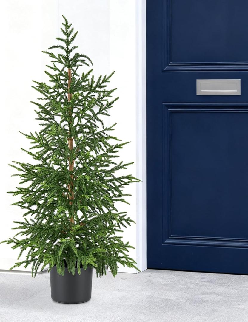 3FT Hyper-Realistic Norfolk Pine Tree | Lifelike Faux Christmas Tree, UV Rated Fake Potted Plants for Indoor Outdoor Home Front Porch Christmas Dcor & Office Dcor