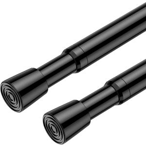 AIZESI 2 Pack Adjustable Tension Curtain Rod 32 to 58 inch, Curtain Rods No Drilling Expandable Spring Loaded Curtain Rods for Windows Doors, Black
