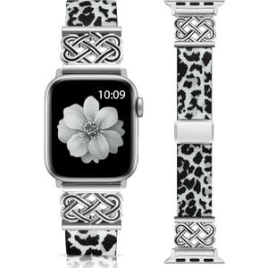 Minyee Magnetic Stretchy Band Compatible with Apple Watch Bands 38/40/41/42/44/45/46/49mm Women Men, Celtic Knot Soft Elastic Nylon Fabric Strap for iWatch Series 11 10 9 8 7 6 5 4 SE/Ultra 3 2 1
