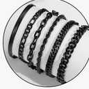 Zocomi 5 Pcs Chain Bracelet for Men Women - Stainless Steel Cuban Curb Link Rope Paperclip Figaro Herringbone Chain Bracelets Set Jewelry Gifts for Man Woman Boys 8.3Inch