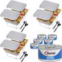 Sterno Disposable Chafing Dish Buffet Set for Large Parties & Catering, 2-Hour Chafer Fuel, Food Warmers & Warming Trays, Complete Buffet Set (30 Pieces)