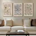 Framed William Morris Canvas Wall Art for Living Room, Set of 3 Large Neutral Floral Botanical Prints, Vintage Rustic Boho Pictures for Bedroom Hallway Office, 16x24 Inch, 16"W x 24" H x 3Pcs