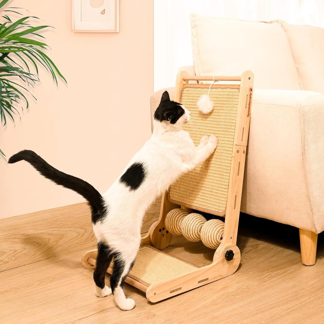 Cat Scratcher, 180Angles Cat Scratcher, 23.6'' Cat Scratch Pad W/Toy Balls, Cat Scratch Pad for Indoor Cats Kitties, Cats Scratching Board W/Adjustable Shape, 2-Sided Sisal Design Cat Scratcher, 180Angles Cat Scratcher, 23.6'' Cat Scratch Pad W/Toy Balls, Cat Scratch Pad for Indoor Cats Kitties, Cats Scratching Board W/Adjustable Shape, 2-Sided Sisal Design