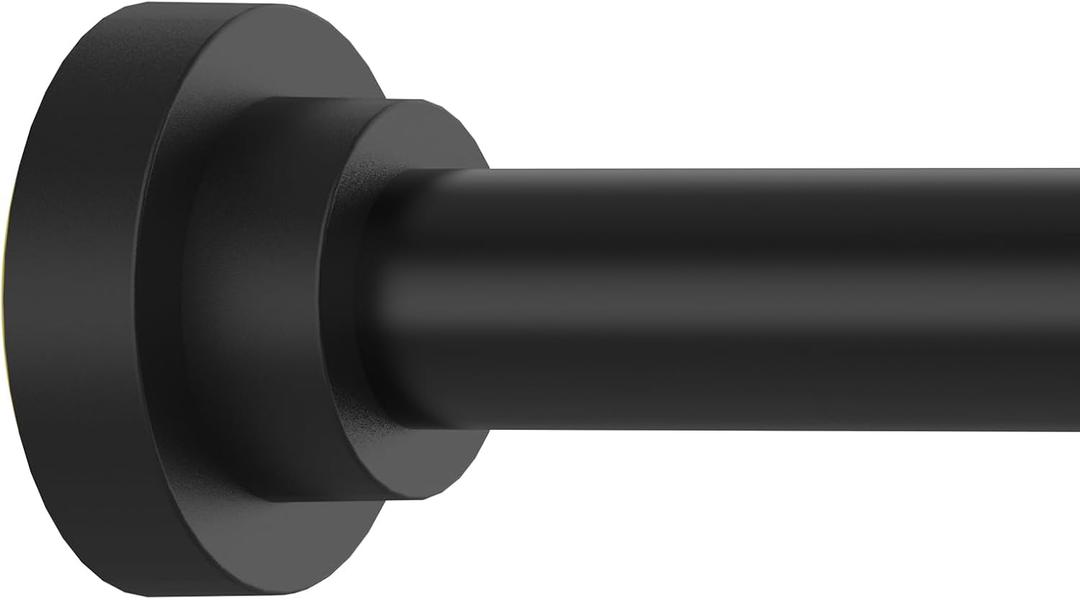 Shower Curtain Rod Adjustable 43-78 inch, 1" Diameter Spring Tension Curtain Rod No Drill, Anti-Rust Non-Slip Shower Rod, Black Shower Curtain Rod for Bathroom Tension