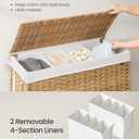 SONGMICS Laundry Hamper with Lid, 200 L Clothes Hamper with 2 Removable Liner Bags, 6 Mesh Bags, Wicker Laundry Basket, Double Laundry Hamper for Bathroom, 15.7 x 33.9 x 24 Inches, Natural ULCB452Y01