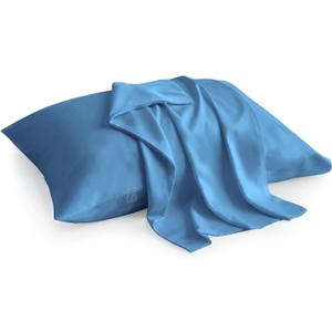 Atiksh Beddings Pack of 2 Toddler Travel Pillow Cases 100% Soft Egyptian Cotton, 600 Thread Count with Zipper Closure for Small Travel Pillowcase 14x20 inch, Medium Blue