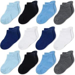 CozyWay Baby & Toddler Socks Ankle Comfy Cotton Socks For Girls and Boys No Show Infant - 12 Pack (6-12 Months, Blue Multicolor)