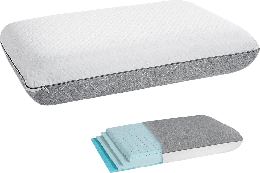 Firm Adjustable Thin Memory Foam Pillow-16 Heights from 0.75 to 4.5in, Cooling Cervical Pillow for Neck Pain Relief, CertiPUR-US Neck Support Pillow for Side/Back/Stomach Sleepers,Removable Cover (White-1 Pack)