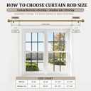 Warm Gold Curtain Rods for Windows 48 to 84 Inch 1" Diameter Adjustable Heavy Duty Brass Window Curtain Rod with Metal Finials for Living Room Bedroom Farmhouse Kitchen Outdoor