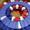 Idyllic 20 Inch Patriotic Wreath, PE Roses with Metal Stars, Suitable for Front Door, Wall, Home Decoration & Memorial Day, 4th of July Decorations