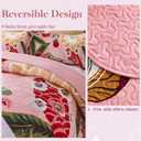 Tyrot 3 Piece Pink Boho Floral Full/Queen Quilt Sets Farmhouse Botanical Reversible Lightweight Bedspread with 2 Shams Butterfly Microfiber Bedding Quilts Set for All Season, 90''x96''