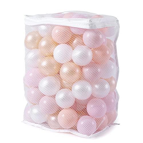 Realhaha Ball Pit Balls Plastic Balls for Baby Girls Toddlers Kids Play Tent Pool Playhouse Playpen Party Decoration, Pink White