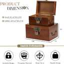 2PCS Decorative Wooden Storage Box with Lids Handmade Memory Box for keepsakes Treasure Chest Box with lock Vintage Wood Baskets Metal Handle Jewelry Desk Organizer Container, Walnut