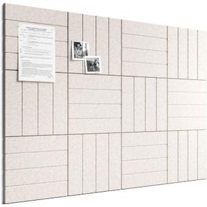Bumusty Large Cork Board Alternative-48 x 36" Felt Bulletin Board Tiles, with 30 Pushpins, 70 Adhesive Tabs, Bold-Stripe 12-Pack, Cork Boards for Office Push Pin Board Felt Board-Oatmeal