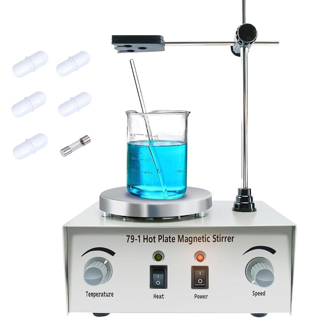 YaeCCC 1000ml Magnetic Stirrer Hot Plate Magnetic Mixer Stir Plate Lab Stirrers 2400 RPM with Support Stand and 5pcs Stir Bars
