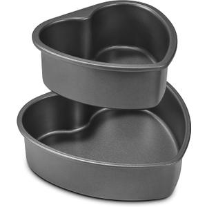 HONGBAKE Heart Shaped Cake Pan, Nonstick 8 & 6 inch Cheesecake Pans Set, Heart Shape Layer Cake Mold, Baking Tin for Valentine's Day, Weddings, 2 Pieces, Heavy Duty, Grey (Gray)
