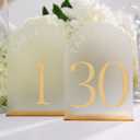 Frosted Arch Gold Table Numbers for Wedding Reception - Table numbers 1-30 - 5x7" Frosted Arch Acrylic Table Signs with Gold Mirror Numbers for Banquet, Party, Event, Anniversary (Table Numbers 1-30)