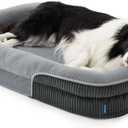 Bedsure XL Orthopedic Dog Beds Large Sized Dog - 360 Oval Bolster Large Dogs Bed for Senior Dogs with Waterproof Washable Cover, Extra Large Comfort Pet Sofa Couch with Ultra-Soft Fleece, Grey, 42" (Charcoal)