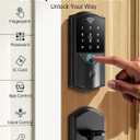 Built-in WiFi Smart Lock with Handle Set - Firstriver Fingerprint Keyless Entry Door Lock for Front Door, App Control, Digital Keypad Deadbolt, Auto Lock, Compatible with Alexa & Google Assistant