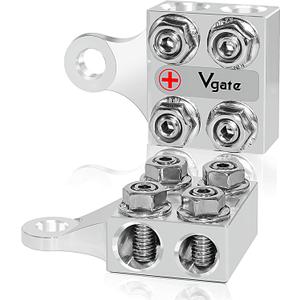 Vgate 8-Way Battery Terminal Distribution Block for Lithium or AGM Lead-Acid Battery with Bolt Down Ends or Threaded Studs, M10 or 3/8-16