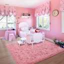 Noahas Fluffy 5x8 Blush Rugs for Bedroom Girls,Shaggy Area Rugs for Living Room,Thick Shag Throw Floor Carpet,Soft Non-Slip Dorm Nursery Kids Rug Home Decor Aesthetic