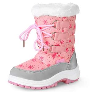 Apakowa Kids Girls Insulated Fur Winter Warm Snow Boots (Toddler/Little Kid) (Color : Pink, Size : 1 M US Little kid), Size 33